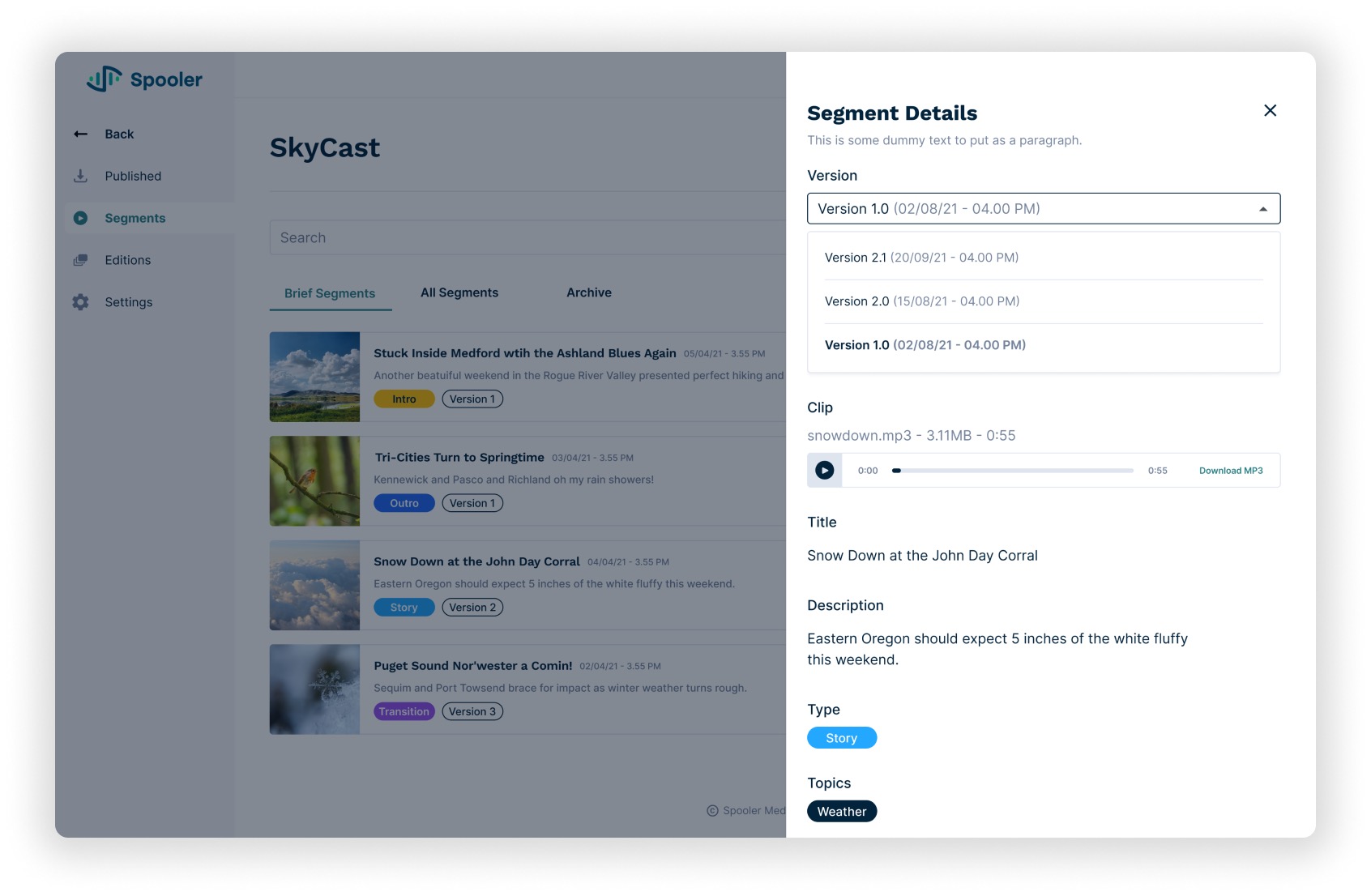 Spooler UI Example