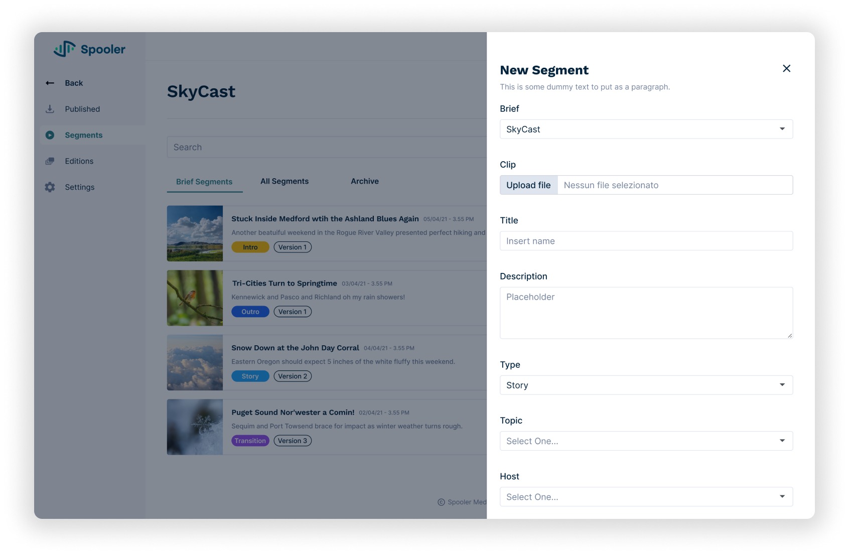 Spooler UI Example